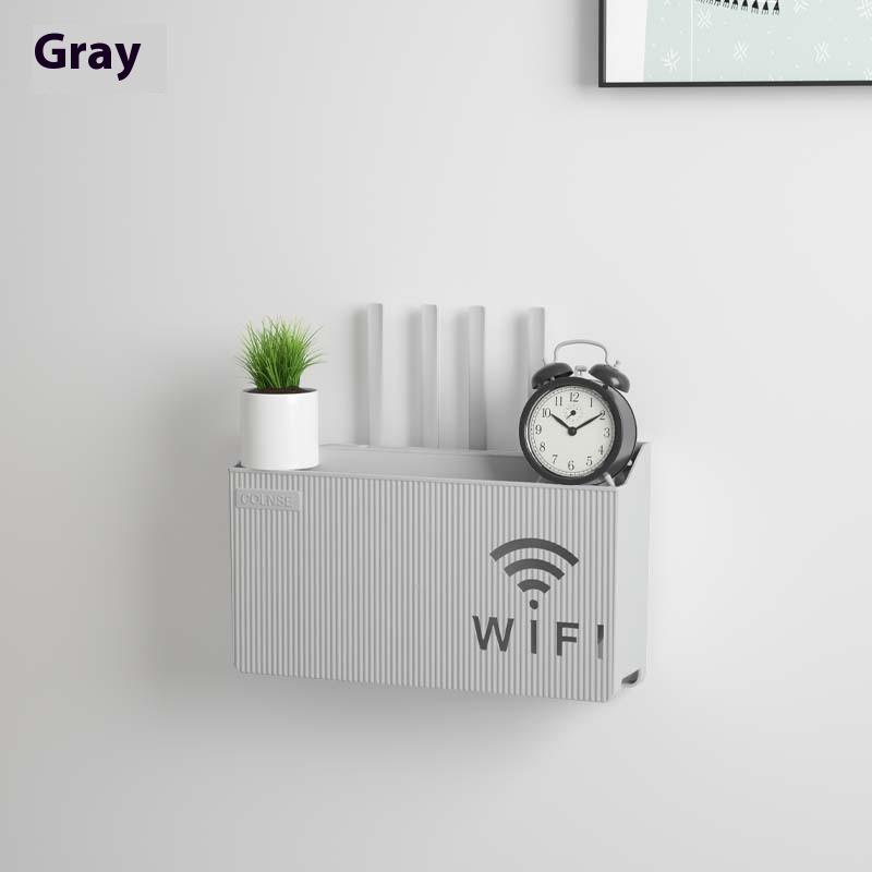 

1PC Wall Hanging Wireless Wifi Router Shelf Storage Box ABS Plastic Organizer Box Cable Power Bracket Organizer Box Home Decor 1PC сірий