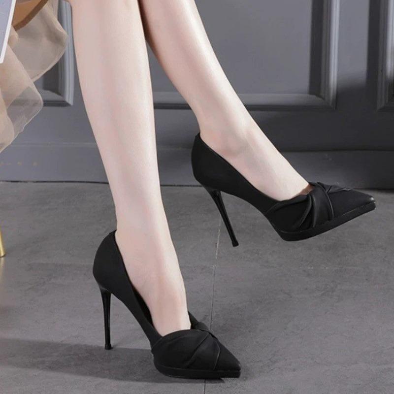 Fashion Women's Slim Heel Shoes Spring New Pointed Head Shallow Mouth Thick Sole Anti-slip Wear-resistant High Heels