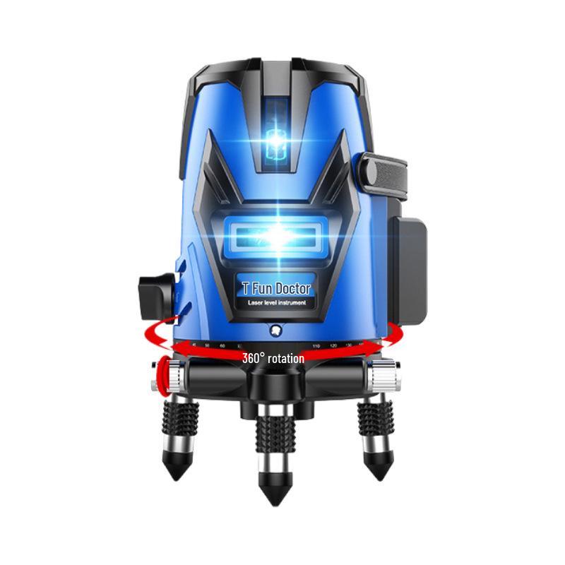 High-Precision Outdoor Laser Level with Green/Blue Light, 2/5 Lines, Automatic Leveling