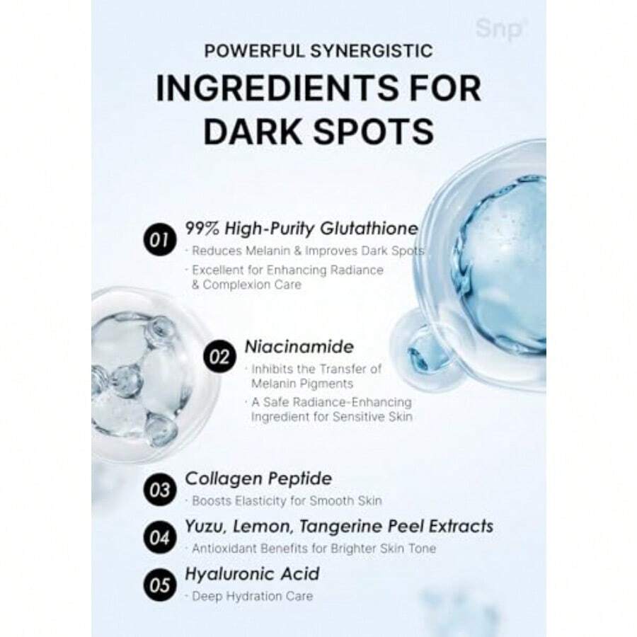 SNP [K Beauty Glutathion Dark Zero Patch Yeux Tonifiant 84g(60ea) Patchs Nourrissants pour le Contour des Yeux pour les Imperfections