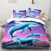 Ocean World Underwater World Dolphin Printed Bedding Set Bedroom Home Decor Bedspread Pillowcase Quilt Cover Bedding Set Luxury