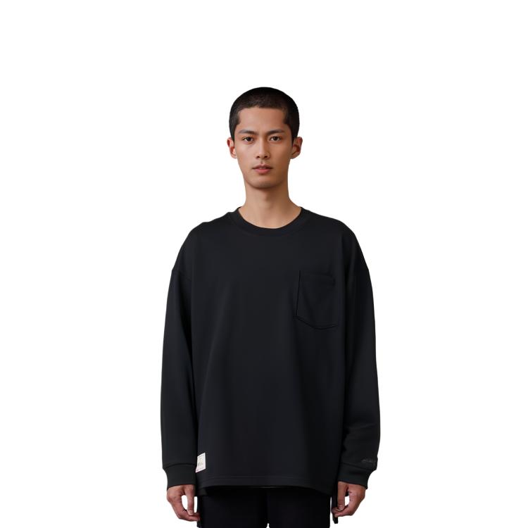 Li Ning Sports Life Collection T Shirts Men's Black Crew Neck Moderate Straight Fit AHSS751-1