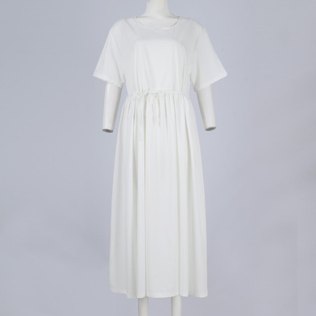 Women's Hawaiian Print Casual Round Neck Short Sleeve High Waist Dress