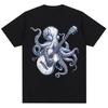 Octopus Playing Guitar Vintage Style T Shirt Men Women Fashion Funny Harajuku T-shirt Oversized Cotton Casual High Quality Tees