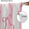 Stripe Curtains Red Ribbon Bow Stripes White Pink Background Window Treatments Insulated Drapes Panels Thermal Made Of Polyester