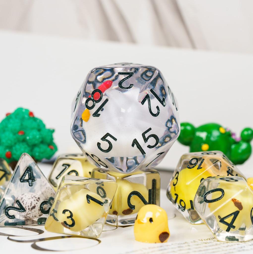 Cusdie Dadi Animali DnD Carini Resina 7 Pezzi Vari D4 D6 D8 D10 D% D12 D20 Set di Dadi Poliedrici per Giochi di Ruolo D&D Giochi da Tavolo