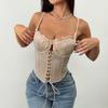 Women's Sexy Splicing Lace-up Spice Girls Street Shoot Fishbone Suspender Premium Sense Inner Top Fishbone Corset Women