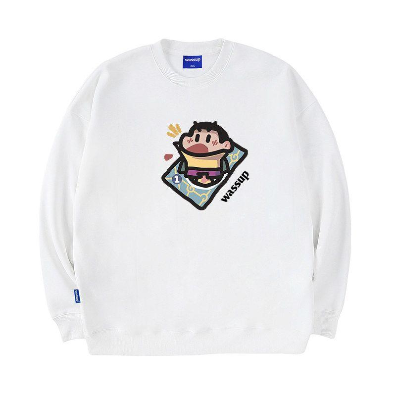 Wassup Cartoon Shin-Chan Heavyweight Sweatshirt for Men, Autumn/Winter 2025 New Trendy Brand Loose Casual Couple Crewneck Top