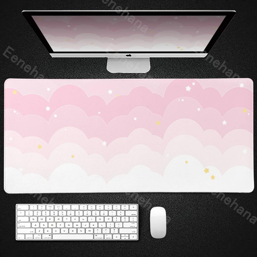 Light Blue Pink Clouds Mouse Pad Desk Mat Kawaii Purple Cute Rubber Pad Extended Pad Gaming Keyboard Mats Large XXL Girl Carpet