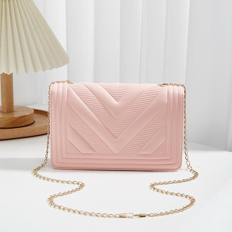 Women'S Pu Crossbody Bags V-Shape Embossing Adjustable Shoulder Straps Shopper Clutch Purses Solid Color Square Bag