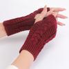 New Autumn Winter Short Style  Thermal Gloves Fashion Gloves Men Women Korean Version Knitted Yarn Exposed Half Finger Gloves