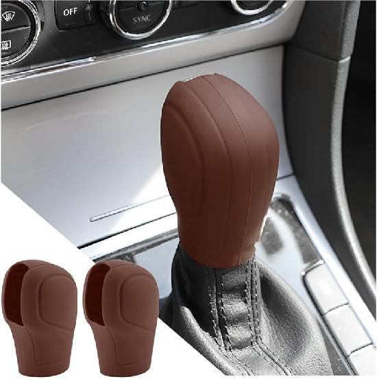 AICEL 2 Pcs Car Gear Shift Knob Cover, Elastic Silicone Car Automatic Shift Protector Cover, Universal Anti-Slip Auto Knob Gear Stick Protector for