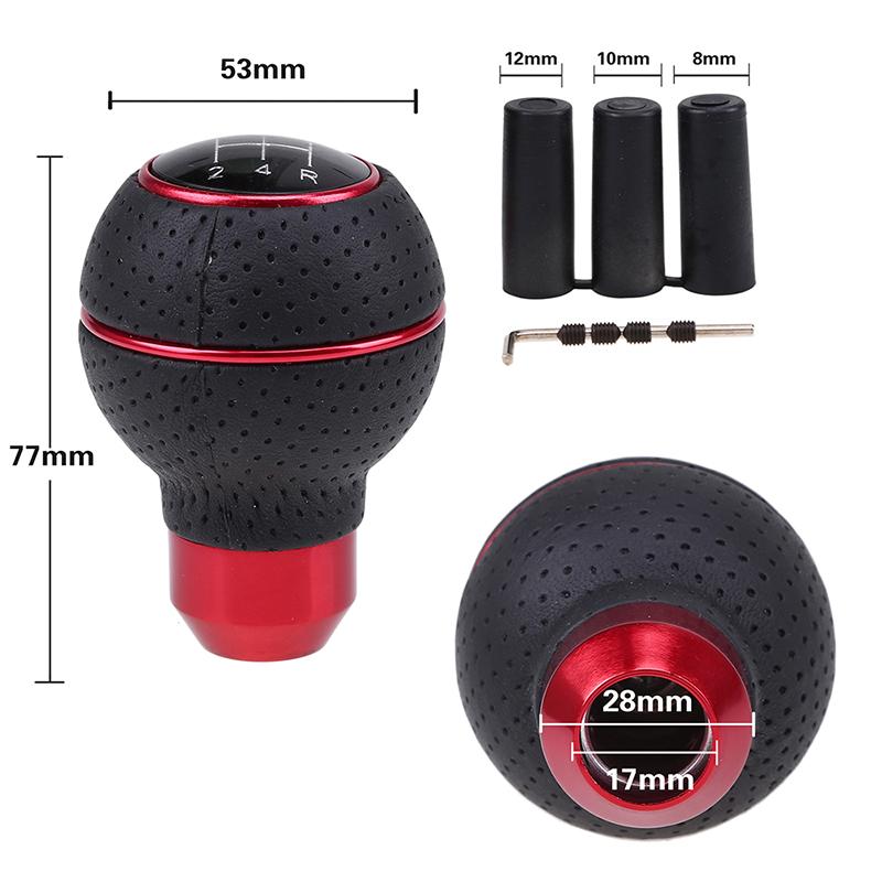 Buton schimbător de viteze manual, aliaj de aluminiu, îmbrăcat în piele, cu 5 viteze, universal pentru mașină MT, maneta schimbătorului de viteze, design sprot placare