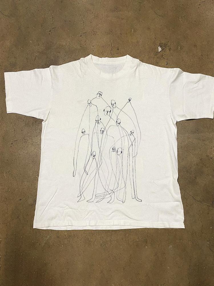 

Heavy Abstract Hand-drawn Line Figure Niche Trendy Short-sleeved T-shirt for Men and Women Streetwear Graphic T Shirts Tops 4XL