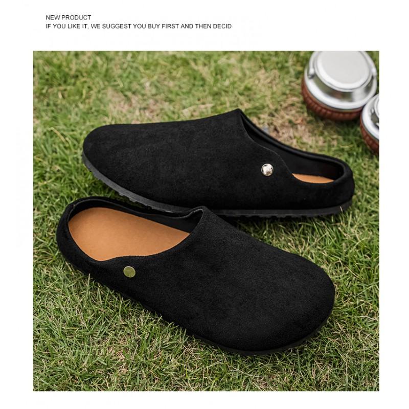 Mens Loafer-Style Slip-On Mule Shoes Casual Office Wear Retro Flat Footwear