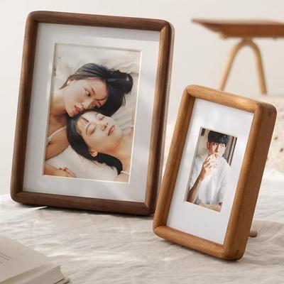 High-End Black Walnut Wood Photo Frame, 6x7 Inch, Wall-Mountable, Mortise & Tenon Design