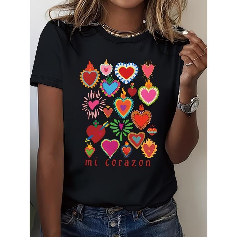 Women s International Women s Day, Pink BowPrinted Crew Neck Short Sleeve TShirt Sporty and Casual Style, Simple and Sporty, S чёрный