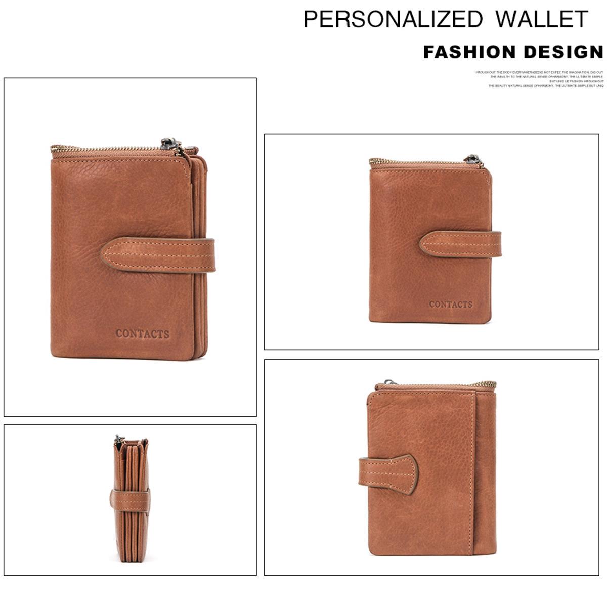 CONTACT S мужской компактный бумажник из натуральной кожи кофейный — фото 3