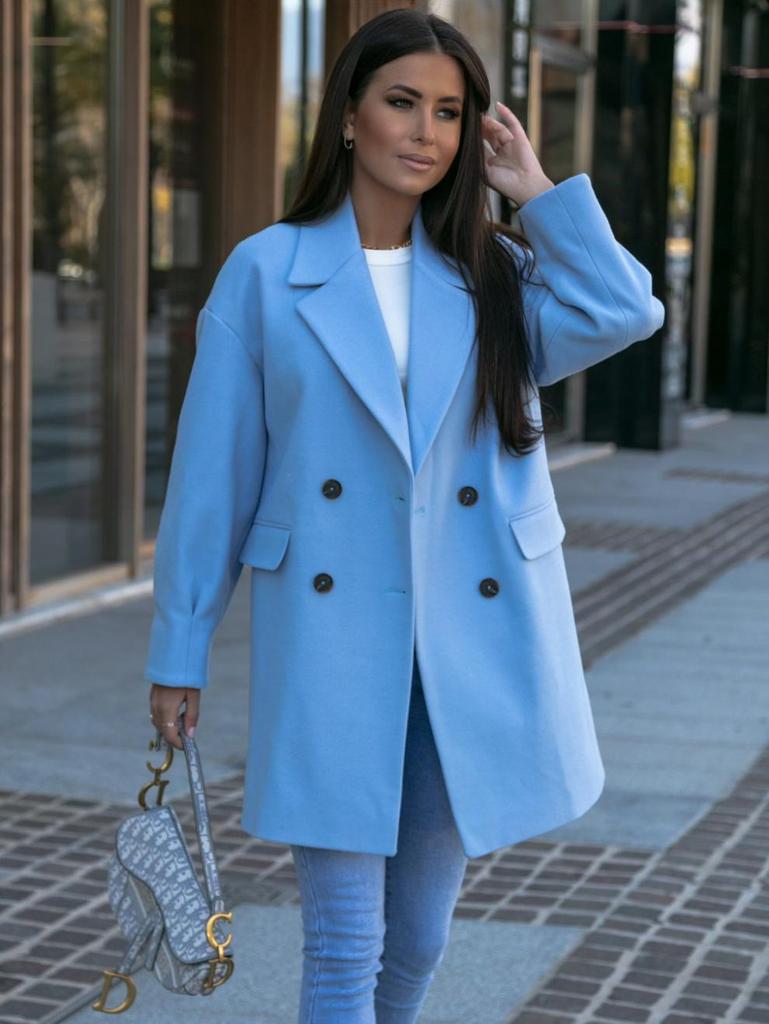 Europäischer und amerikanischer Herbst/Winter Langarm Zweireiher Anzugkragen Übermantel