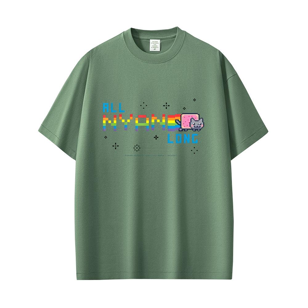 All Nyan Cat Long Funny Meme T-shirt Unisex Women Fashion Casual Cotton Short Sleeve T-shirts Male Cute Kawaii Oversized T Shirts