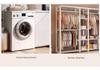 Horizontal Wardrobe Curtain with Rail - Sheer Dust Cover & Decorative Pull, No-Drill Installation.