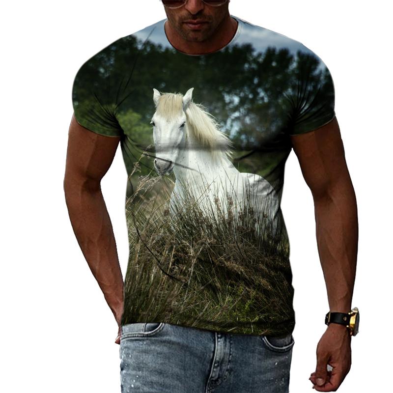 Summer Trendly Men Taste Cool Style Horse Graphic T Shirts Fashion Casual Personality Hip Hop Harajuku Print Streetwear T-shirt