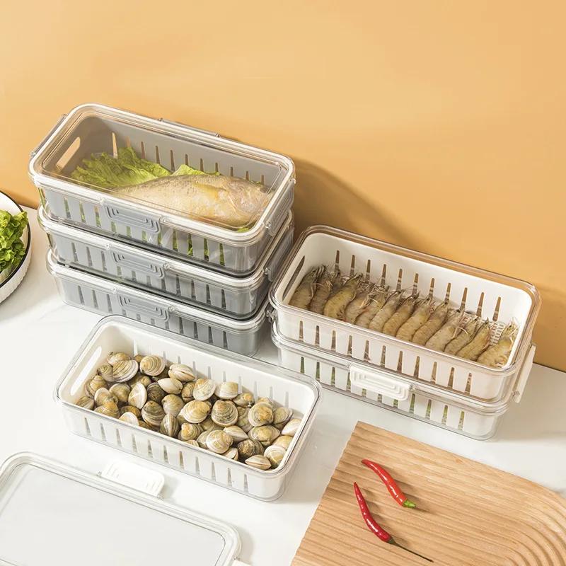 Kühlschrank-Aufbewahrungsbox, Abfluss, Gemüsefach, Gefrierschrank, spezielle Tiefkühlkostbox, rechteckige Obst- und Gemüsebox, Küchen-Organizer