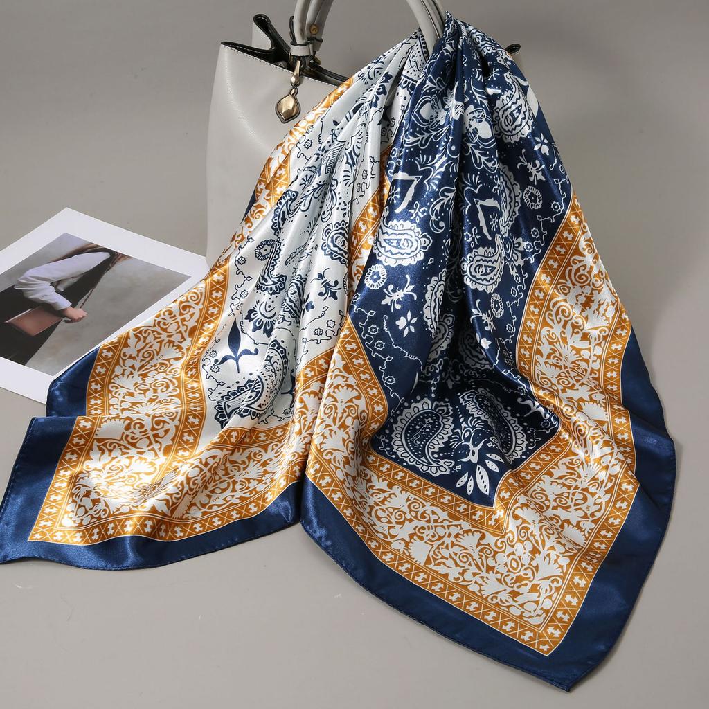 90 Square Scarves, Silk Scarves, Women's New Spring and Summer High-end Sense Versatile, Thin Scarves, Shawls Outside