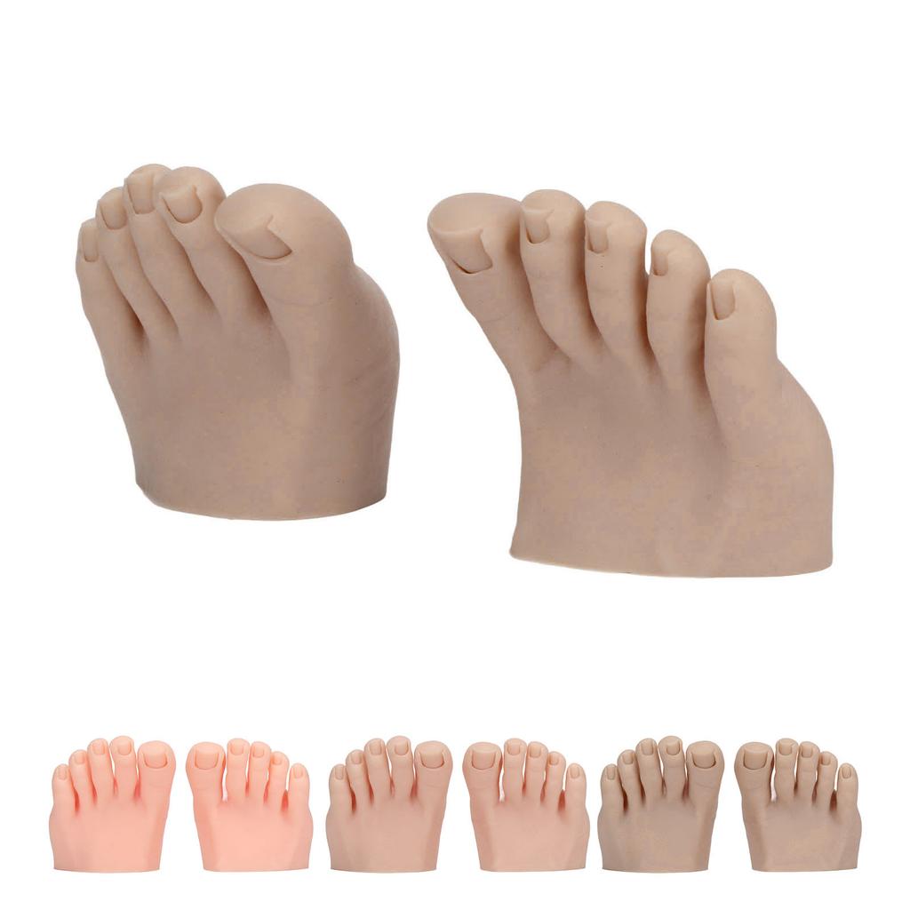 Practice Silicone Foot Model 1 Pair Nail Art Training Display Fake Half Foot Model Pedicure Tattoo Practice