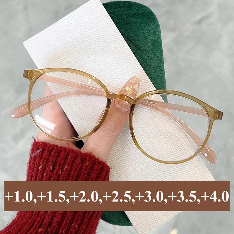 Vintage Round Reading Glasses Women Fashion Anti Blue Light Farsighted Eyeglasses Anti-fatigue Hyperopia Prescription Eyewear