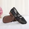 Woman's Summer New Mesh Embroidered Shoes Low Heel Round Toe Shallow Slip On Mary Jane Shoes Soft Sole Non Slip Dress Sandals