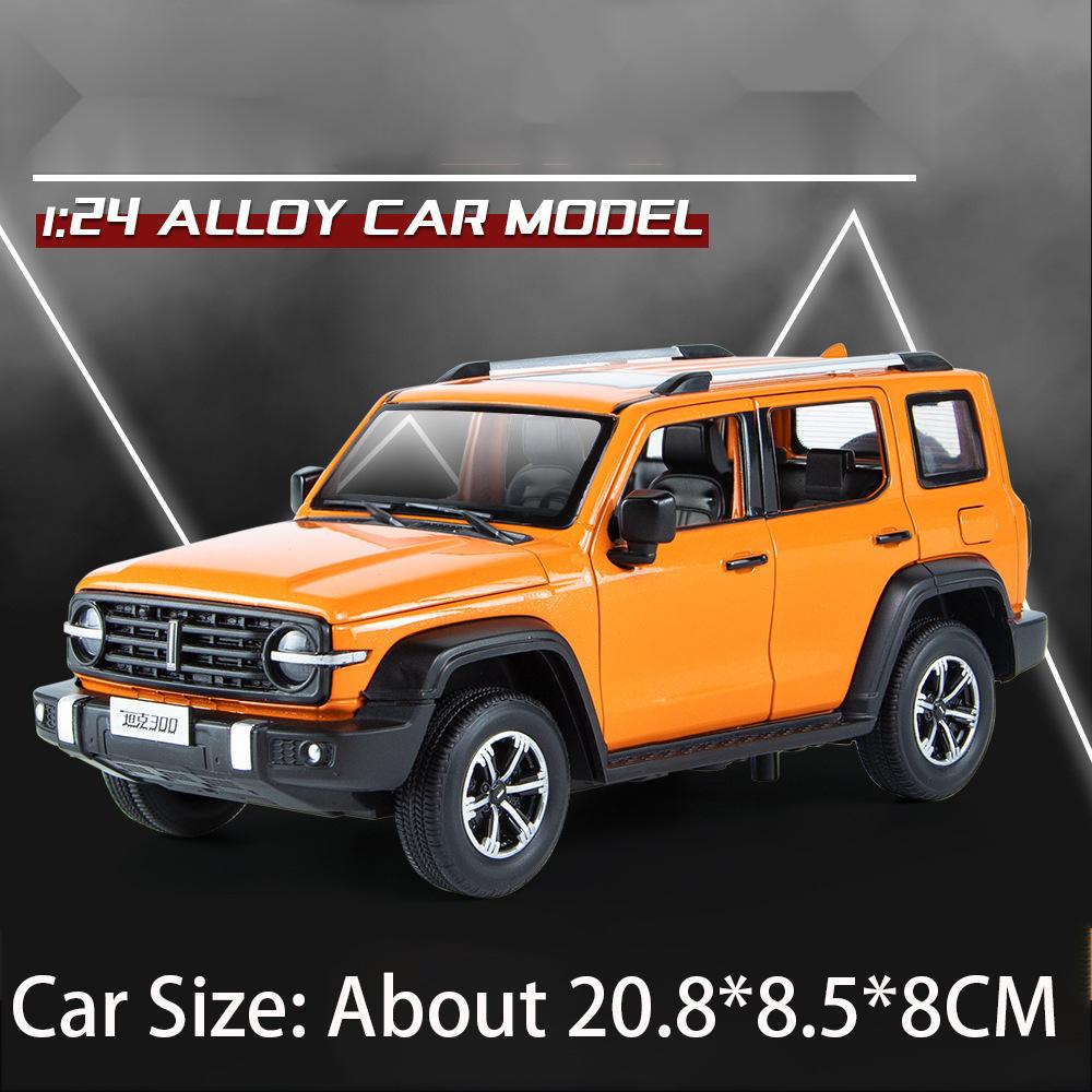 

1:24 Scale Escalade Tank300 Car Model Toy Doors Opened Sound Light Cars Pull Back Rubber Tires Models Vehicle Educational Gifts