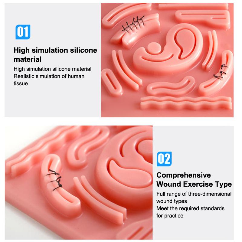 3D Silicone Skin Suture Training Model for Laparoscopic Practice Surgical Simulation Pad for Medical Teaching and Student Skill Improvement onesize