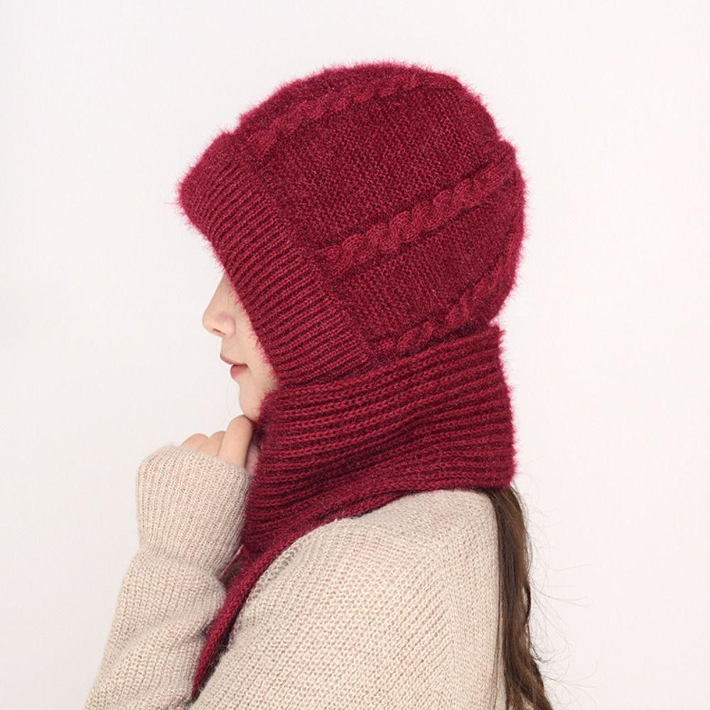 Warm Hats Bib Ear Protective Windproof Wool Hats Beanie Cap Women Hat Knitted Hat Hats Scarf Sets
