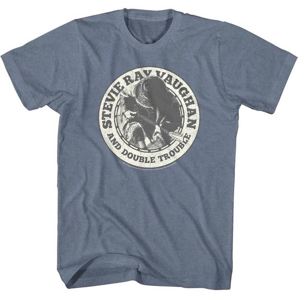 Stevie Ray Vaughan Srv Badge Indigo Heather Adult T-Shirt Unisex T-Shirt XXXL