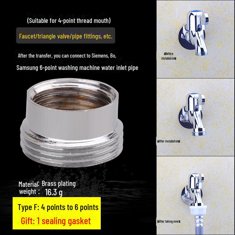 Washing Machine Faucet Adapter: 4 To 6 Points Connector for Inlet Pipe and Car Wash Basin