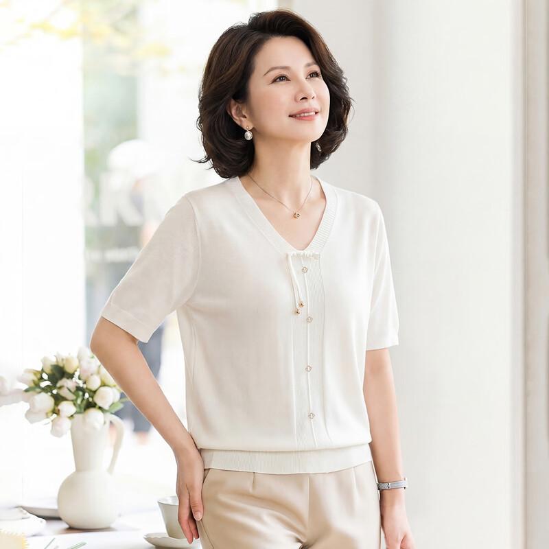 Haoyi New Chinese Style Mulberry Silk Blend Knit Top M
