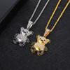 European and American Bear Pendant Animal Panda Pendant Shiny Hip-Hop Jewelry Necklace for Men and Women