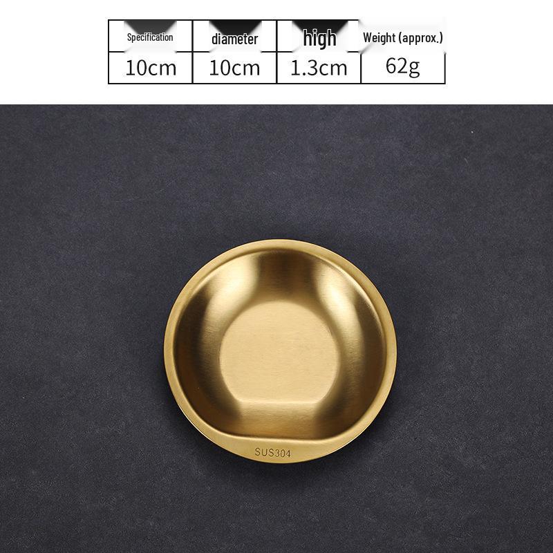 Korean Style Golden Round Plate - Shallow Plate for Snacks, Western Food, Steak, BBQ, and Desserts.