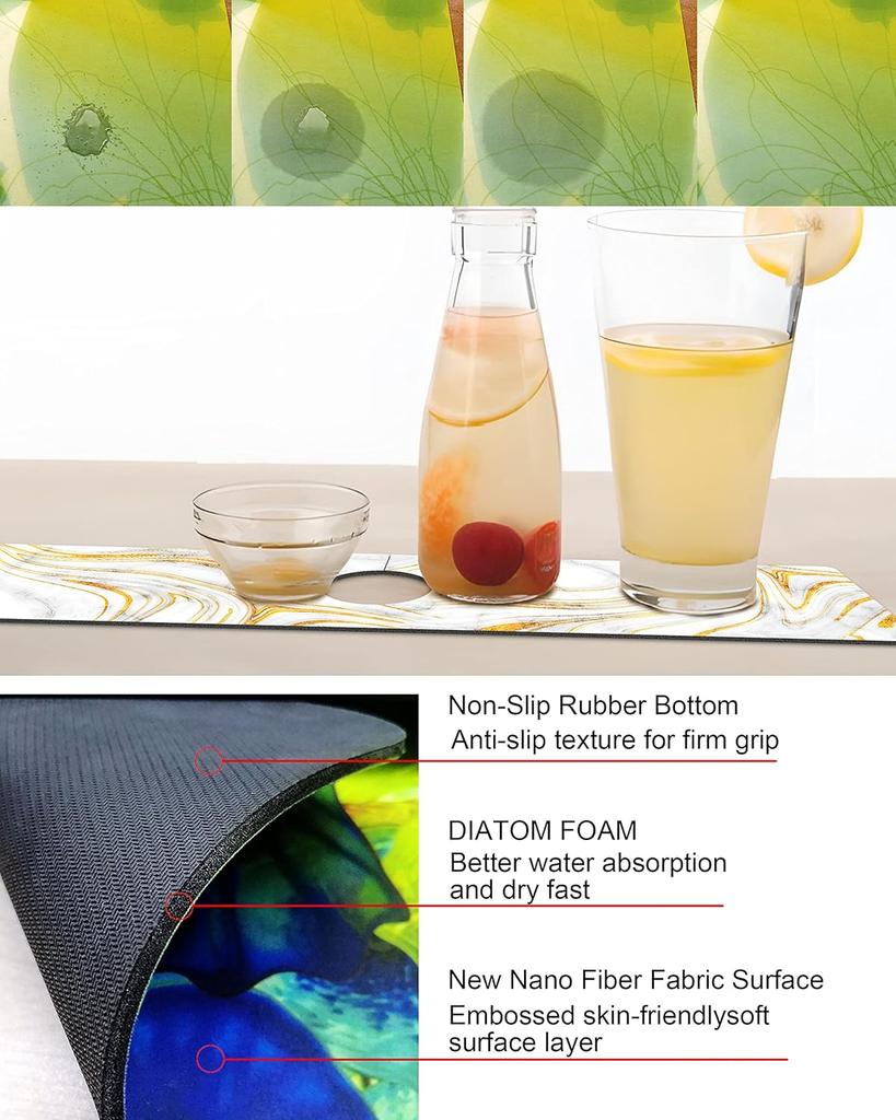 VIKAMA Marble Pattern Faucet Mat, Kitchen Sink Splash-Proof Mat, Super Absorbent and Quick-Drying Mat, Kitchen Accessories