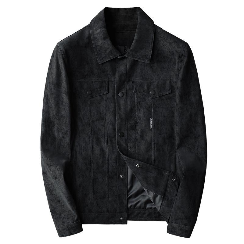 Leather jacket autumn and winter new trend handsome PU leather jacket lapel jacket men's fashion top