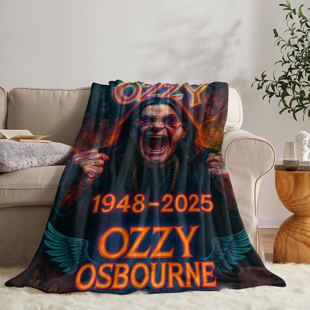 O-ozzy RIP Ozzy Osbourne Coperta Morbida in Flanella Coperta Estiva Leggera Accogliente Coperta per Pisolino per Divano Letto Viaggio