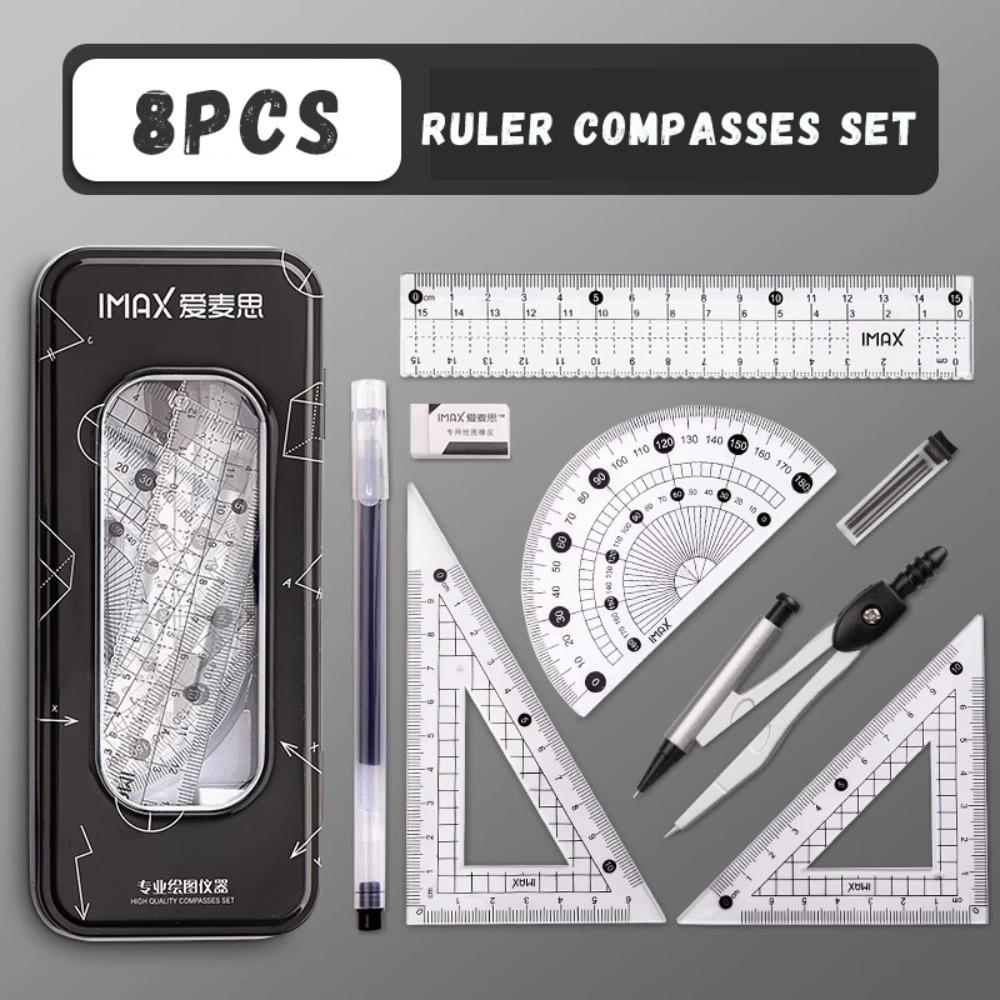 7/8PCS Straight Ruler Ruler Compasses Set Set Square Stationery Ruler Set Office School
