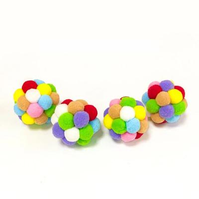 1pcs Colorful Cat Ball Toys Squeak Bell Self Entertainment Pet Dog Cat Supplies Training Kit Interactive Chewing Plush Toys