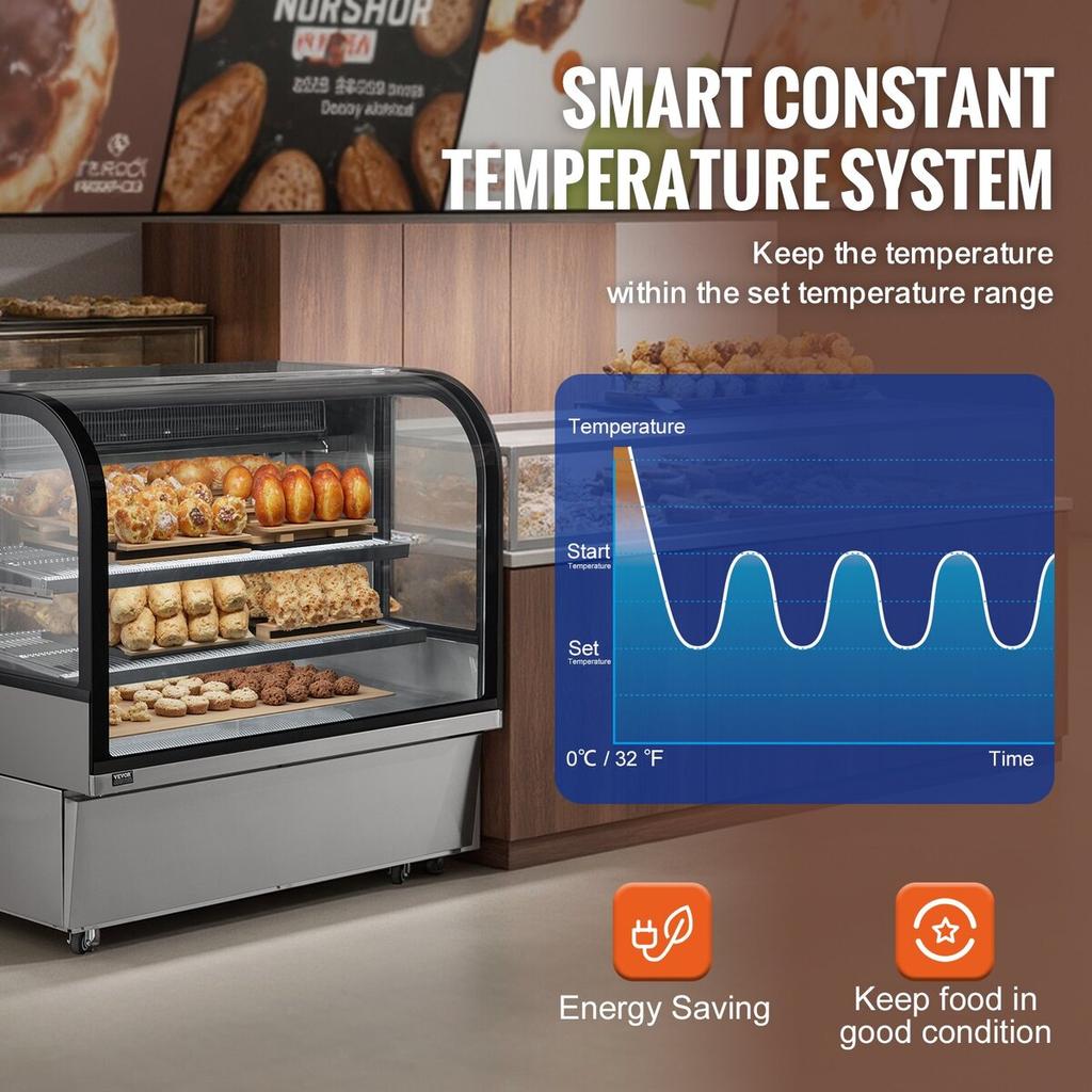 Refrigerated Display Case Bakery Display Fridge Case 18 Cu ft/505L 2-Tier