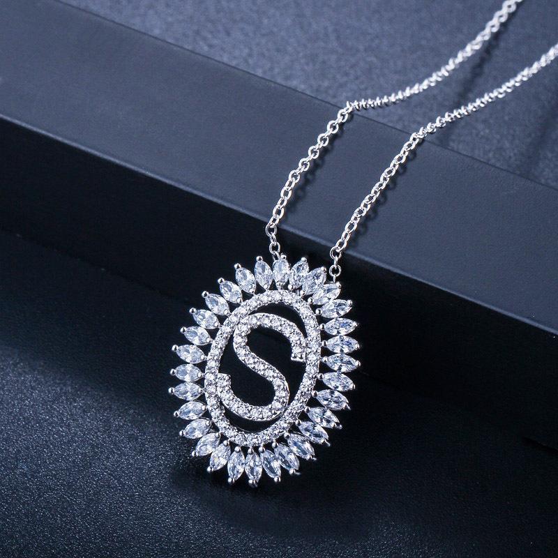 D0037 Colier cu literă, Zircon 3A de înaltă calitate, Pandantiv personalizat, Opțiuni multiple.