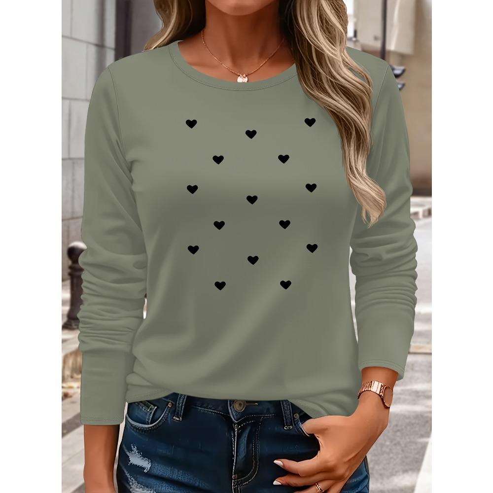 Long-sleeve Crew-neck T-shirt — Comfortable Autumn/winter Top, Machine Washable, Suitable for Casual Dresses