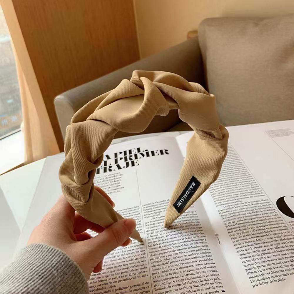 Pleated Wide Headband - Japanese/Korean Fabric, Solid Color, Fashionable Hair Accessory