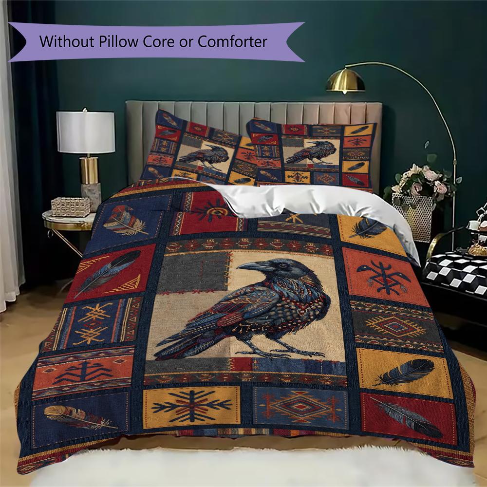 Crow Decoration Pattern Bedding Uilt Set Uilt Cover Pillowcase Home Decoration Birthday Gift (1 * Duvet Cover + 2 * Pillowcase  Without Core)52