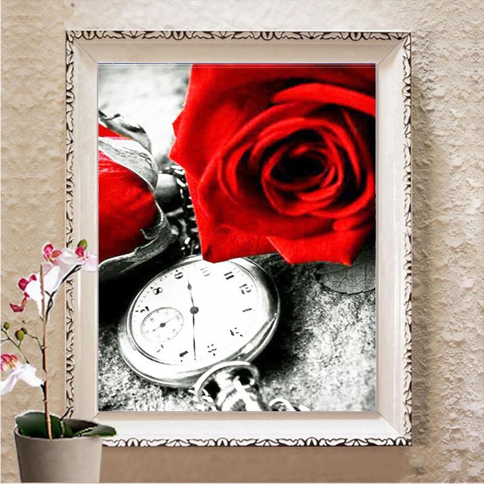 Diamantstickerei Rose Voll Quadratisch/Rund Neuankömmling 3D DIY Diamantmalerei Graue Ansicht Stich Kreuz Strass Bild Wandkunst Heimdekor